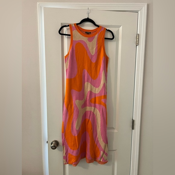 wild fable Dresses & Skirts - wild fable Sleeveless Wave-Print Midi Dress in Orange, Pink & Cream